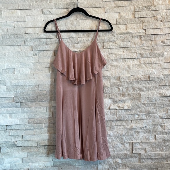 Dusty Rose Layered Ruffle Cami Dress with Spaghetti Straps - Picture 5 of 11